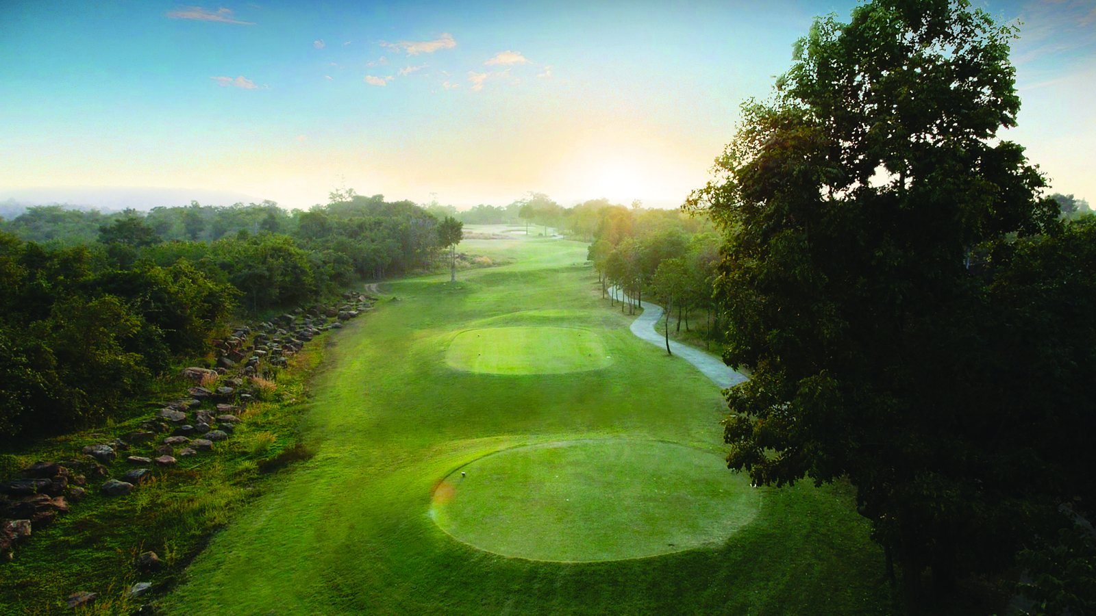 Sunrise down a fairway at Mountain Creek