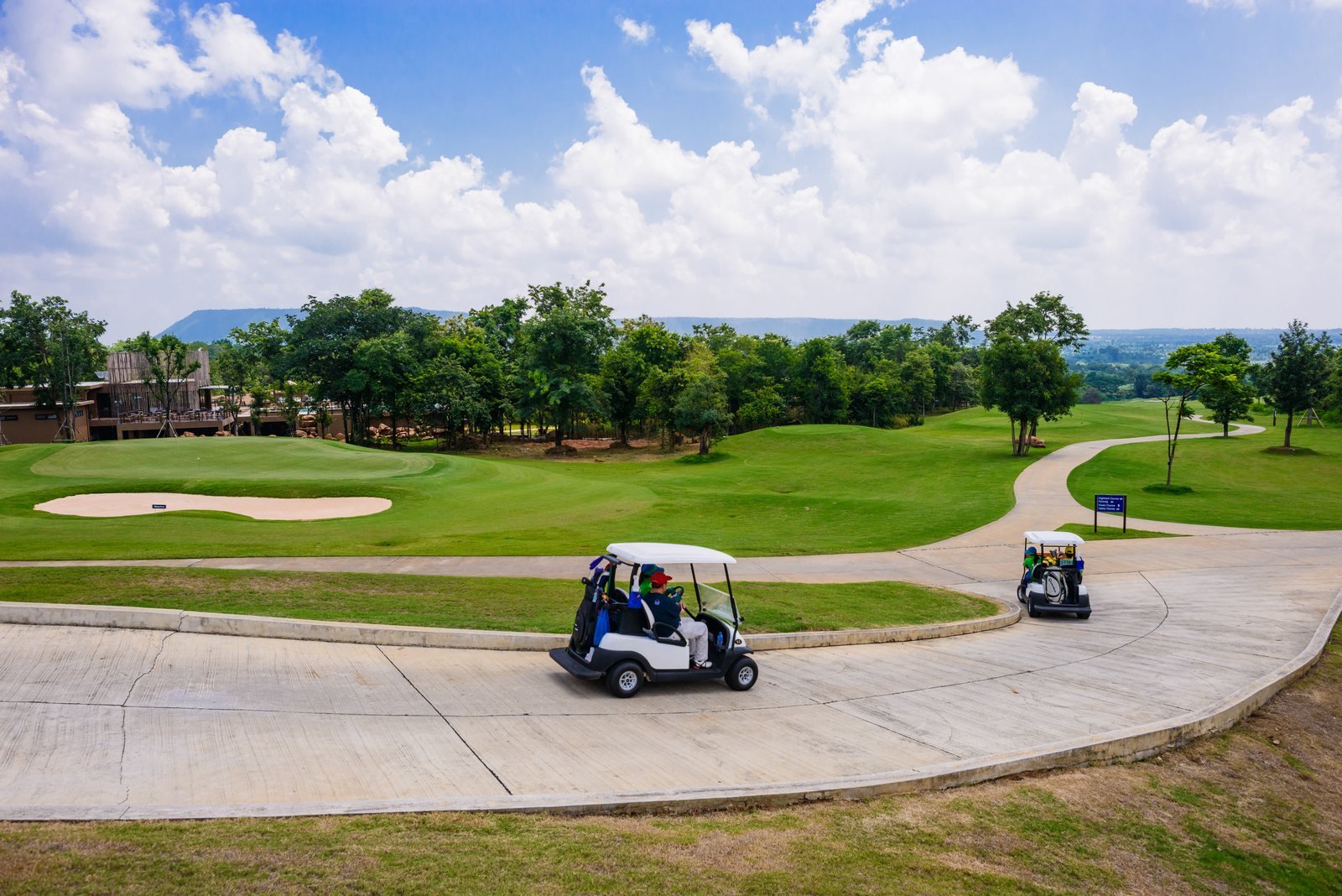 Golf carts on the path at Mountain Creek