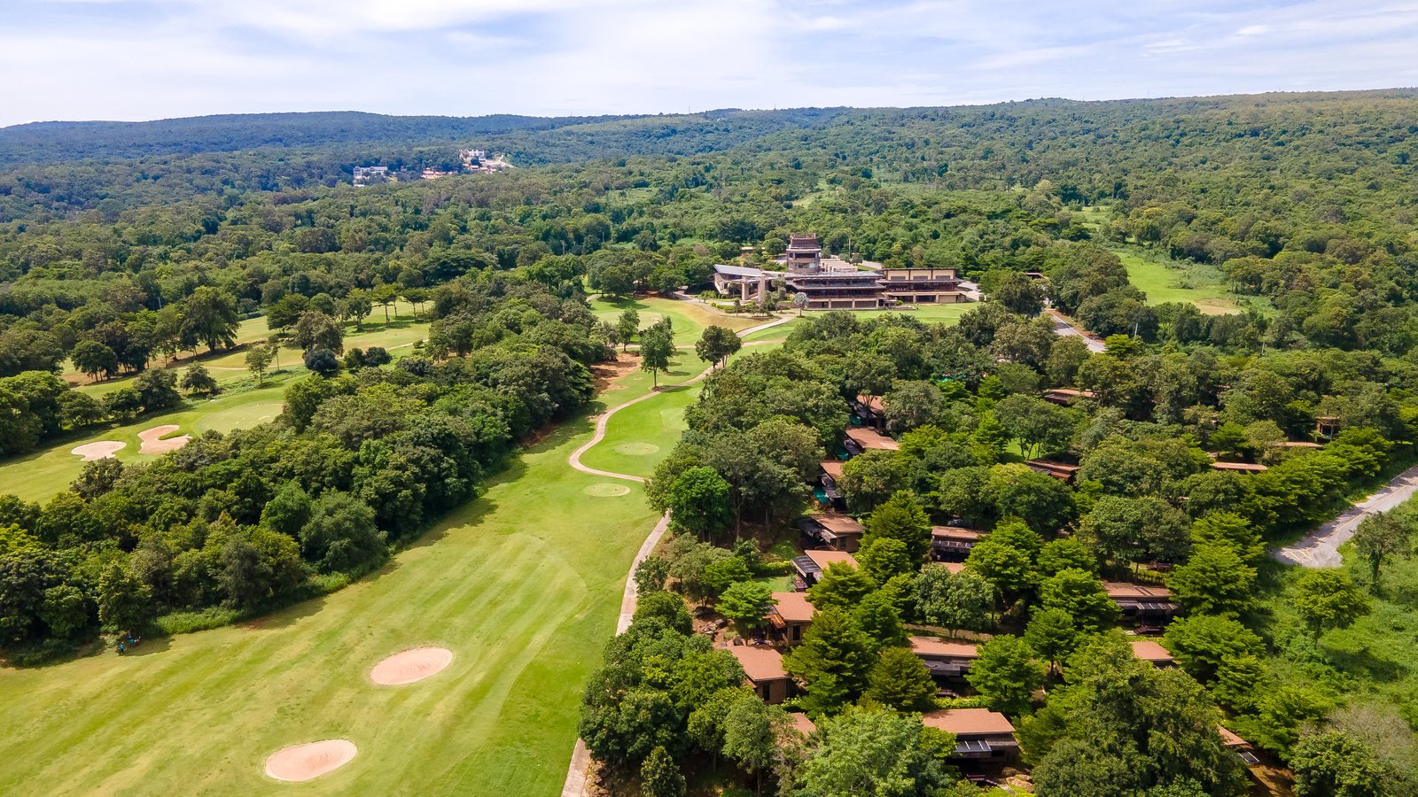 Aerial view towards the Mountain Creek clubhouse